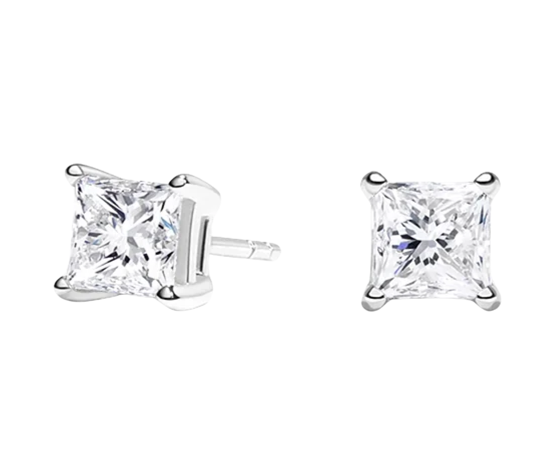 Princess Cut Diamond Earrings 1ctw in 14k White Gold