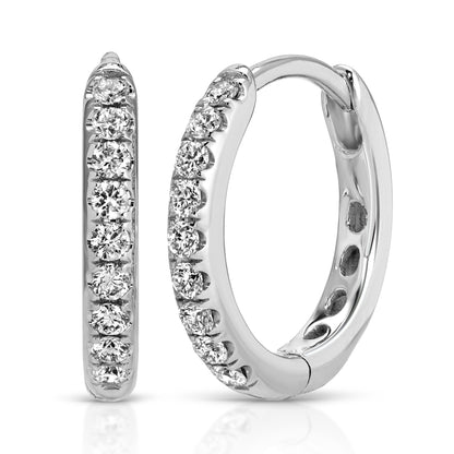 Pave' Hoop Diamond Earrings 14k White Gold