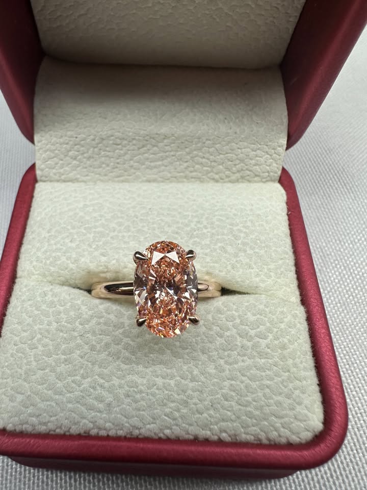 Pink oval diamond ring, 3ct, 14K rose gold — main view