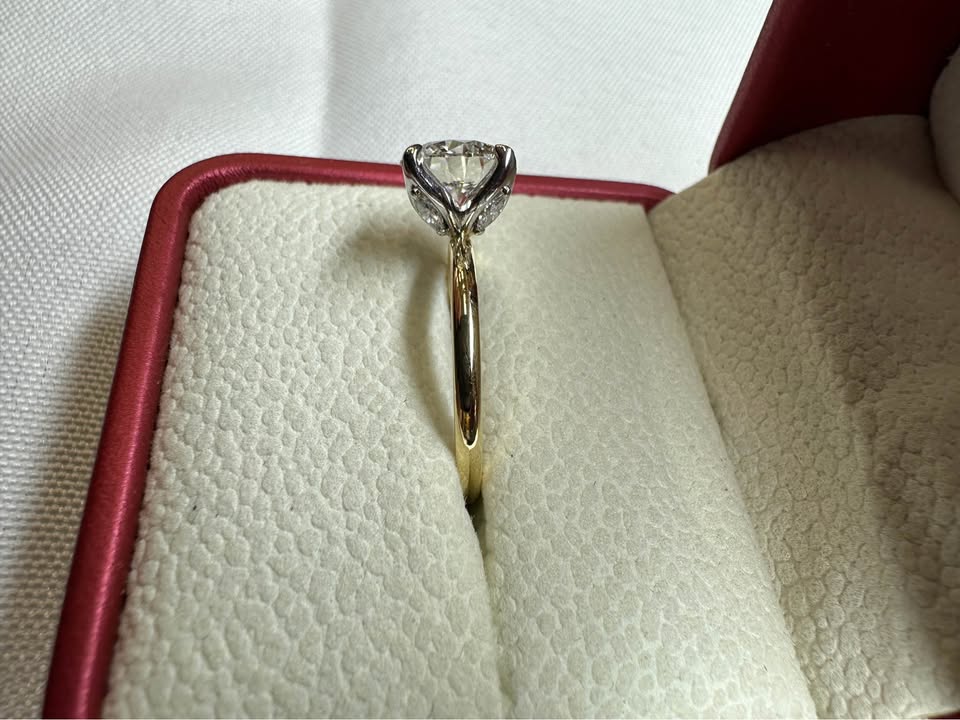 Round Tulip Prong Diamond Ring | 2ct — 14K yellow gold side view