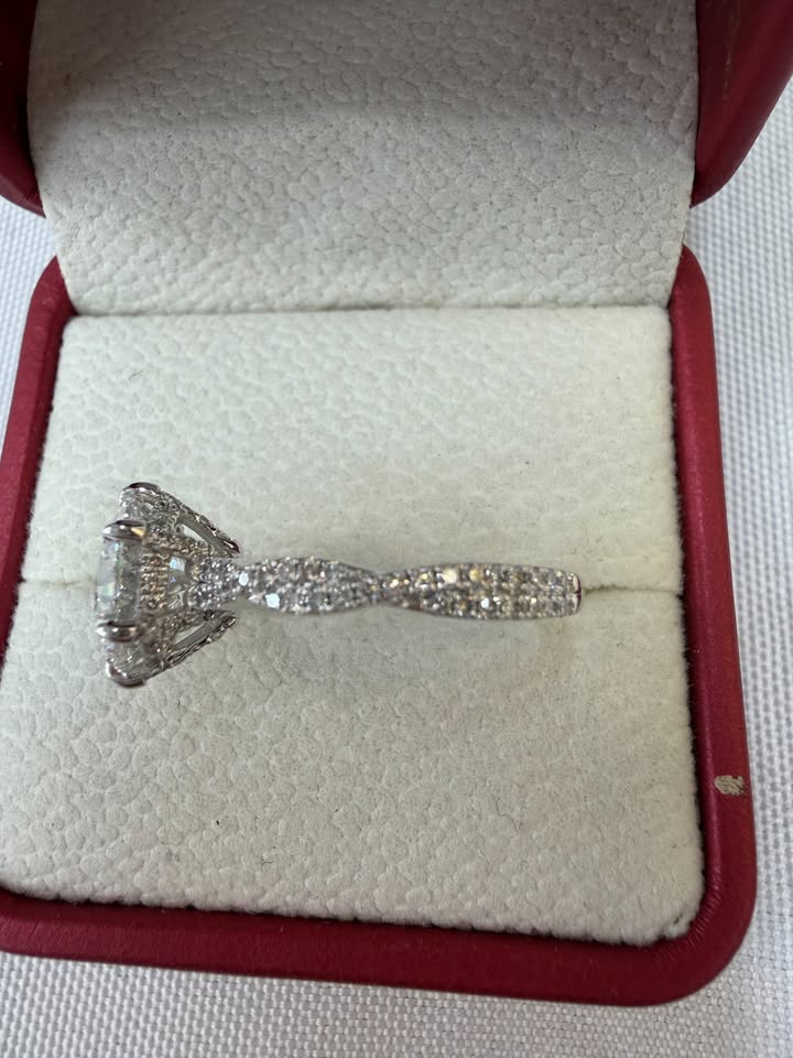 Round Twisted Pave Diamond Ring | 3ct — 14K white gold, side view