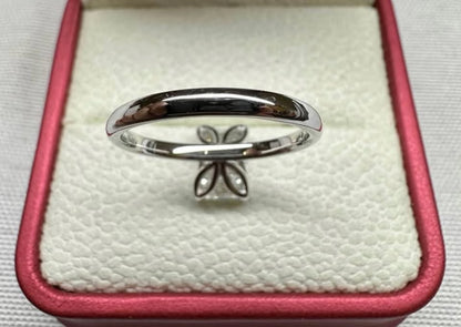 Emerald cut cathedral ring, underside
