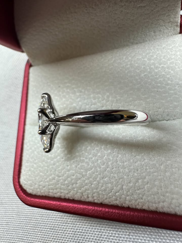 Marquise pave bridge ring, side view