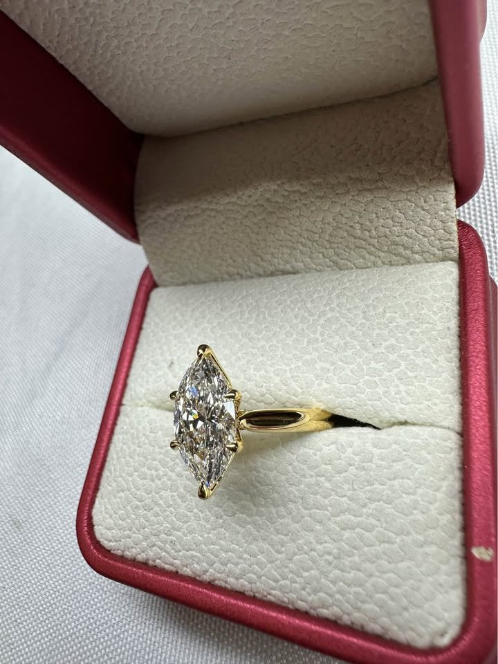 Marquise cathedral ring, close up