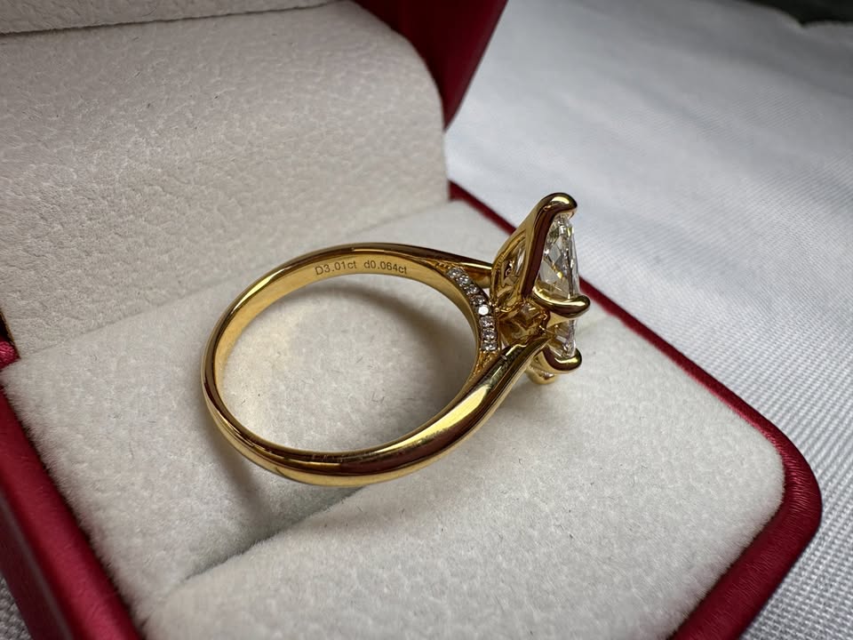 Marquise cathedral ring, lotus prongs